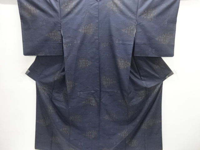 JAPANESE KIMONO / SILK / DORO OSHIMA TSUMUGI / WOVEN FLORAL CREST & SARASA